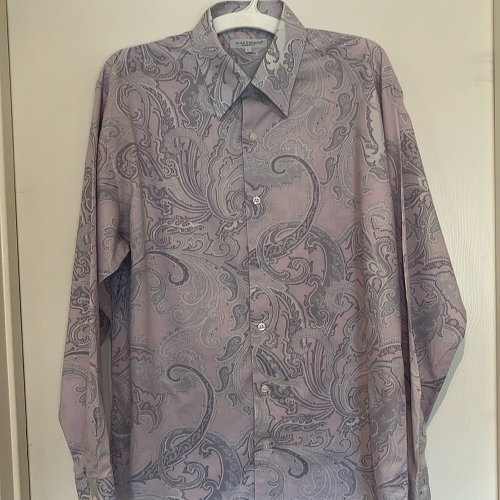Alex Cannon Men’s Button-Down Paisley 100% Cotton Casual Size Large